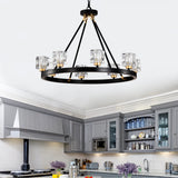 Wagon Wheel Chandelier Farmhouse Modern Small Crystal Round Chandelier