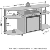 Electric Fireplace TV Stand for 55 Inch TVs, with Curved Open Storage