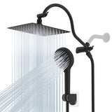 Hibbent 10'' High Pressure Rainfall Shower Head Handheld Spray Combo with 12'' Ad