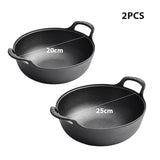 2pcs Cast Iron Pan Versatile Skillet Non-Stick Durable Cookware For Home Restaurant