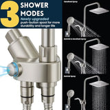 Dual Shower Head Combo 8'' High Pressure Rain/Rainfall Shower Head 6 Settings Adjustable Handhel