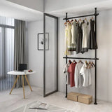 Garment Rack Hanger Organizer Ceiling Top & Floor Metal Closet