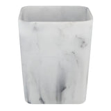 Faux Marble Trash Can for Kitchen or Bathroom Use, Elegant White Finish