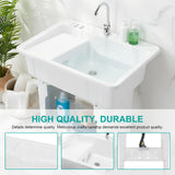 Freestanding Utility Sink W/ Washboard & Faucet Minimalist Dishwashing Sink Detachable
