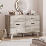 Rustic Farmhouse 6-Drawer Double Dresser, Dresser for Bedroom