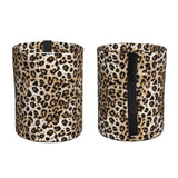 Leopard Print Collapsible Car Trash Bin With Strap – Leakproof Multipurpose Automotive Waste Container