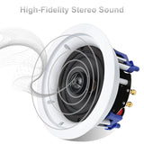 Herdio 5.25” 4PCS Flush Mount Bluetooth Ceiling Speaker System Max Power 600W Great For Humid Indoor