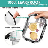 30 PC Glass Food Storage Containers with Lids Reusable Glass Meal Prep Containers