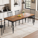 Rectangular Dining Table for 6, Farmhouse Kitchen Table, 2 m Long Wooden Dining Room Table