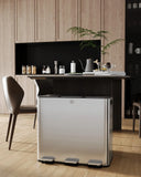 60L 90L Three Compartment Trash Can with Soft-Close Lid, Rectangle Step Trash Can, Fingerprint-Resistant