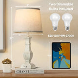 Dimmable Table Lamps Set of 2, Rustic Farmhouse Table Lamps for Living Room