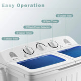 RV/Apartment/Dorm Use, Plastic, Blue+White, 20Lbs Capacity Portable Twin Tub