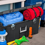 3-Pack Under-Bed Storage Bags Wheeled Lockable Plastic Bins w/Lids Black Heavy-Duty Organizers