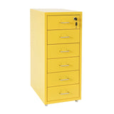 Vertical File Cabinet with Lock 6-Drawer Metal Rolling Storage Cabinet