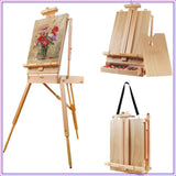 Large Wooden French Easel with Sketchbox, Adjustable Tripod Stand with Drawer