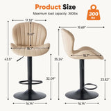 JHK Ergonomic Modern 360° Swivel Dining Chairs Set of 2 Adjustable Fabric Upholstered Kitchen