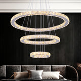 Crystal Ceiling Chandelier 3 Rings Hanging Chandelier In The Living Room