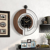 Large Wood Metal Frame Silent Non Ticking Wall Clocks for Living Room