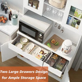 71 Tall Kitchen Pantry Storage Cabinet with Microwave Stand and Charging Station