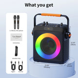 FanFun Bluetooth Karaoke Speaker, Wireless Portable Speaker with 2 Microphone