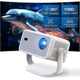Home Android 14 WiFi6 BT5.4 Portable Movie Projector with 360° Correction