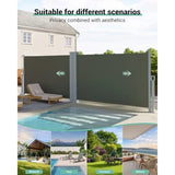 Retractable Side Awning for Patio Water UV Resistant Retractable Privacy Screen