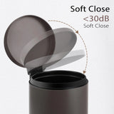 Small Trash Can with Lid Soft Close, 4.5L Bathroom Garbage Bin,