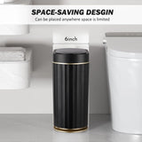 Black Bathroom Trash Can with Lid 2 Gallon Sensor Trash Bin, Automatic Narrow Garbage Can