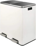 Brushed Stainless Steel 60L/16Gallon Rectangular Hands-Free Dual Compartment Recycling Kitchen Step Trash Can