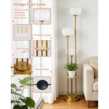 Gold Dimmable Floor Lamp with Table Mid Century Modern Floor Lamps