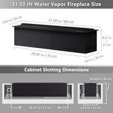 Water Fireplace Recessed with Multicolor Flame, Electric Fog Fire Feature