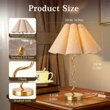 Gold Modern Table Lamp, Scalloped Pleated Desk Lamps Wavy Lamp for Bedside