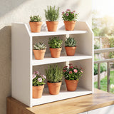 3-Tier Desktop Bookshelf w/ Raised Top Guardrails. Space-Saving Desk