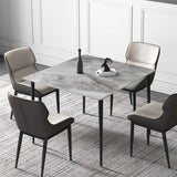 Square Restaurant Marble Dining Table Compact Dishes Serve Table with Metal Legs Kitchen Furniture for 4-6 Seats