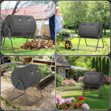 Compost Bin Outdoor 37.5 Gallon All-Season Dual Chamber Tumbling for Garden, Kitchen