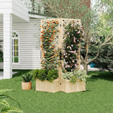 41"x10"x65" Freestanding Privacy Fence with Planter Box & Trellis 2-Panel Outdoor Garden Divider Privacy Screen