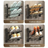 Bathroom Seamless Slip Simple Shoe Rack Wall-mounted Folding storage rack