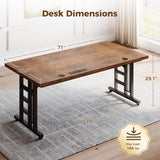 Executive Desk, 71 Inch Office Table with Power Ports, Large Computer Desk