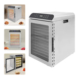 12-Trays Stainless Steel Food Dryer,Silver Rectangular Food Dehydrator Machine