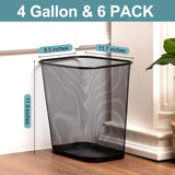 6 Pack Mesh Square Trash Cans 4 Gallon Wire Wastebasket for Home Office Kitchen