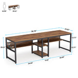 Tribesigns Two Person Desk with Bookshelf, 78.7 Computer Office Double Desk