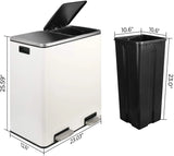Brushed Stainless Steel 60L/16Gallon Rectangular Hands-Free Dual Compartment Recycling Kitchen Step Trash Can w/ Soft-Close Lid