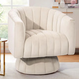 360 Degree Swivel Barrel Chair with Velvet Upholstery, Perfect