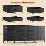 EnHomee Large Capacity 63 Inch Dresser w/ 18 Deep Drawers LED Lighting