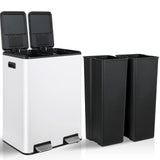 60L/16 Gal Dual Trash Can Stainless Steel Step Garbage Can
