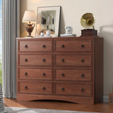 8 Drawer Dresser for Bedroom, Large Dressers Mid Century Modern Cherry