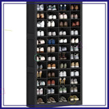 12 Tiers 9 Inch Widened Cell Wood Shoe Rack for Entryway, Black