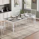 Rectangular Dining Table for 6, Farmhouse Kitchen Table, 2 m Long Wooden Dining Room Table