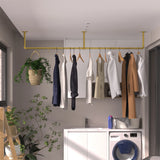 Industrial Pipe Clothes Hanging Rack: Wall Mounted Iron Clothing Storage