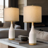 27" Ceramic Set of 2 Bedside Nightstand Lamp Large Farmhouse Rustic Boho